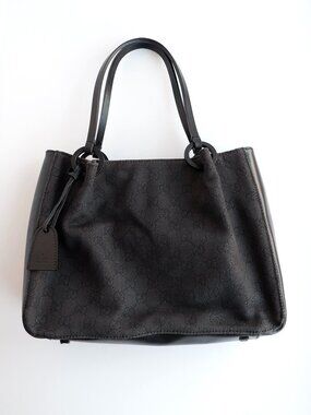 Authentic Preowned Gucci Black Denim/ Leather GG Canvas Shoulder Bag